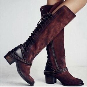 Freebird by Steven Burgundy Wine Coal Lace Up Boots